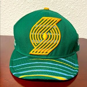 Green and Yellow Portland Trail Blazers Hat Cap NBA Basketball New Era Mens